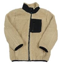 Béžovo-černá huňatá podšitá bunda Primark