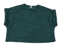 Tmavozelené melírované pletené crop tričko SHEIN