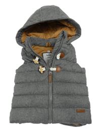 Šedá šusťáková zateplená vesta s kapucí Topomini