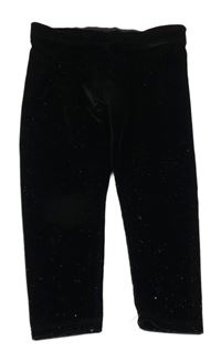 Černé sametové třpyivé legíny F&F