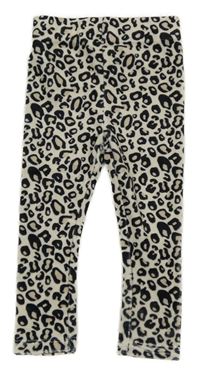 Smetanovo-černé leopardí plyšové legíny Peacocks