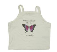 Bílý crop top s motýlem Primark