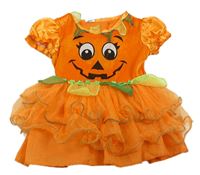 Kostým - Oranžovo-zelené sametovo/tylové šaty - dýně