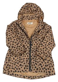 Hnědá vzorovaná šusťáková jarní parka s kapucí H&M