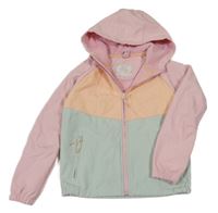 Růžovo-meruňkovo-zelená softshellová bunda s kapucí Yigga