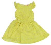 Žluté vzorované žoržetové šaty 