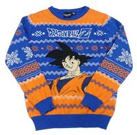 Modro-oranžový pruhovaný svetr Dragonball