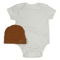 2set - Bílé body + béžová vzorovaná čepice 