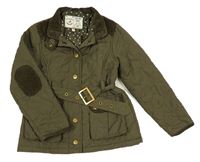 Khaki šusťáková prošívaná zateplená parka s páskem M&S