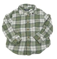 Khaki-bílá kostkovaná flanelová košile Primark