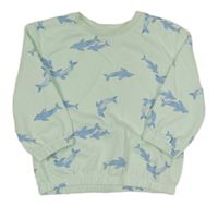 Světlezelená mikina s delfíny zn. Primark