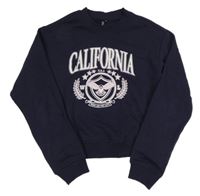 Tmavomodrá crop mikina s nápisem H&M