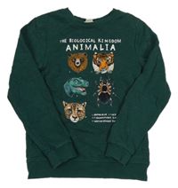 Tmavozelená mikina se zvířátky H&M