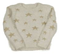 Bílý chlupatý svetr s hvězdičkami George