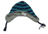 Tmavomodro-modrá pruhovaná pletená podšitá ušanka John Lewis