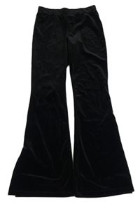 Černé sametové flare kalhoty Matalan
