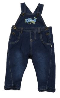 Tmavomodré laclové podšité rifle s letadlem Smile