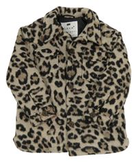 Béžovo-hnědo-černý vzorovaný flaušový podšitý kabát F&F