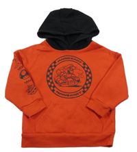 Červeno-černá mikina s Máriem a kapucí 