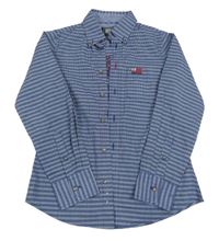 Tmavomodro-bílá pruhovaná košile s nápisem U.S