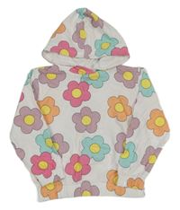 Bílá mikina s kytičkami a kapucí Dopodopo