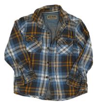 Modro-béžovo-bílá kostkovaná podšitá košile Next