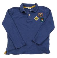 Tmavomodré vzorované polo triko s nášivkami Primark