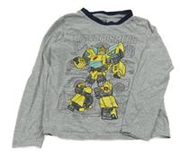 Šedé melírované triko s Transformers 