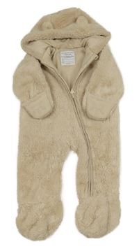 Béžová chlupatá podšitá kombinéza s kapucí Primark