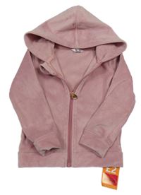 Nové - Růžová plyšová propínací mikina s kapucí M&Co. 