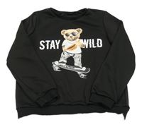 Černá mikina s medvídkem a nápisem Shein