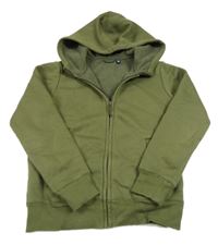 Khaki propínací zateplená mikina s kapucí Uniglo