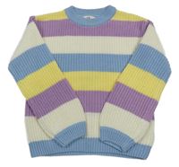 Barevný pruhovaný žebrovaný svetr C&A