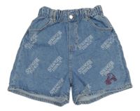 Světlemodré riflové kraťasy s logy Stranger Things H&M