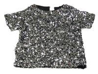 Stříbrná flitrová crop halenka Nutmeg