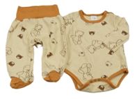 2set - Béžovo-oranžové body s medvídky + polodupky 