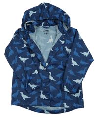 Tmavomodrá šusťáková větrovka s dinosaury a odepínací kapucí Tchibo