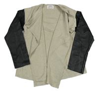 Béžovo-černý svetrovo/koženkový cardigan Zara