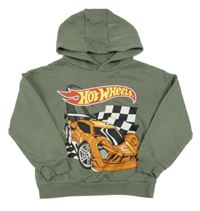 Khaki mikina s Hot Wheels a kapucí Primark