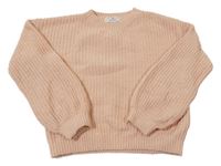 Broskvový žinylkový crop oversize svetr H&M