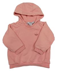 Broskvová mikina s logem a kapucí Adidas