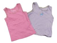 2x - Košilka - Růžová s krajkou, fialová s jednorožcem impidimpi