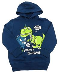 Petrolejová melírovaná mikina s dinosaury a kapucí Kiki&Koko