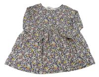 Tmavomodro-barevné květované šaty H&M