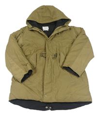 Khaki šusťáková zimní parka s kapucí ZARA