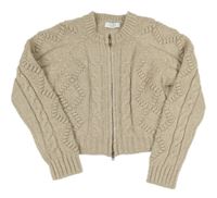 Šedobéžový melírovaný vzorovaný propínací crop svetr PRIMARK
