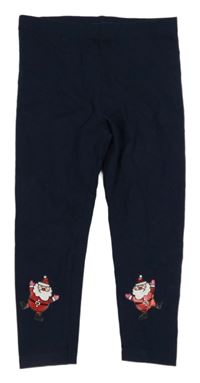 Tmavomodré vánoční legíny se Santy PRIMARK