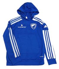 Safírovo-bílá funkční fotbalová mikina se znakem a kapsou a kapucí Adidas