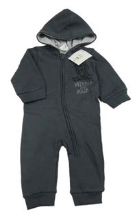 Nové - tmavošedá tepláková kombinéza s Pú a kapucí Disney