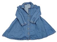 Modré riflové propínací šaty s límečkem s volánkem M&S